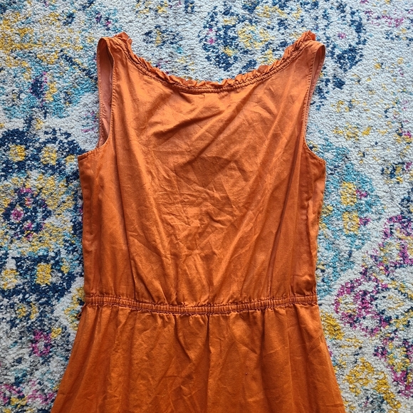 Banana Republic cotton ruffle dress sundress slip dress orange - Picture 6 of 14